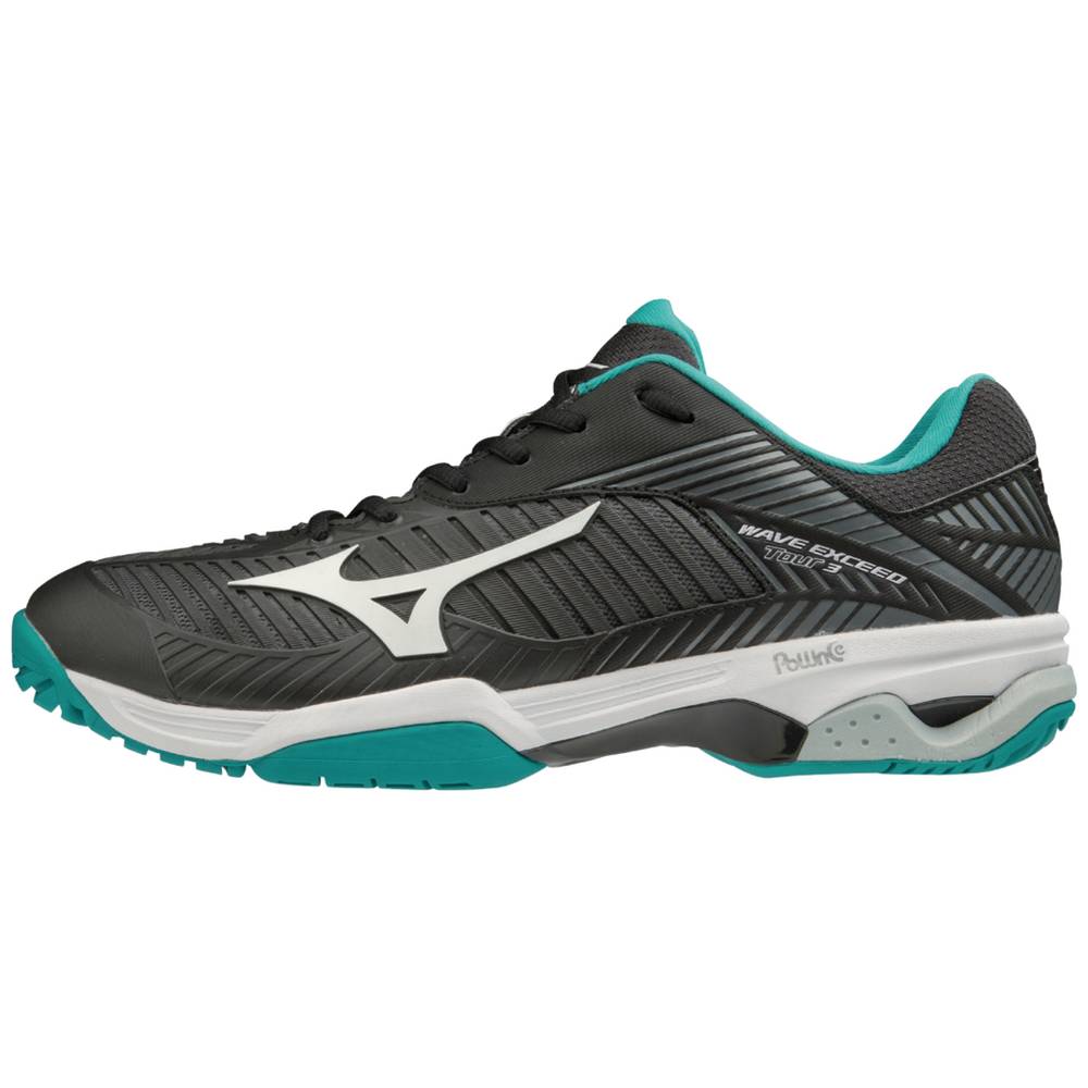 Panske Tenisove Topanky Mizuno Wave Exceed Tour 3 AC Čierne/Biele Vypredaj UTEZ17960